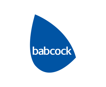 babcock logo, blue, pear drop design