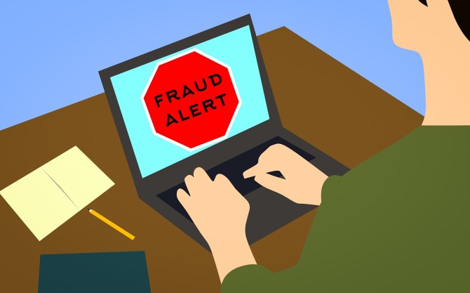 fraud alert, event websites, desk, animation