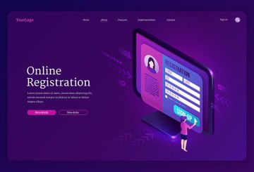 online registration, purple background