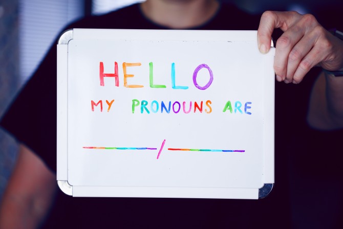 pronouns, indentity, whiteboard