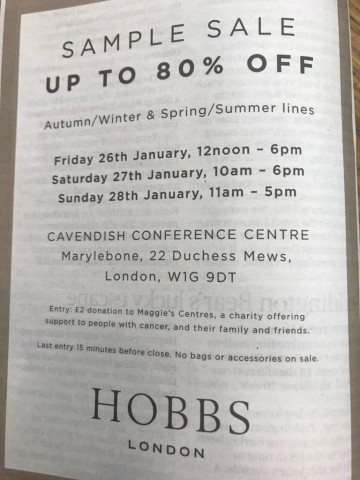 Hobbs Sample sale